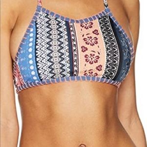 Minkpink NWT Lily Boy Whipstitch Halter Bikini Top